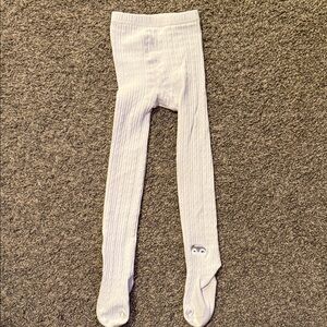 White Ribbed Girls’  Tights with Cute Owl Detail